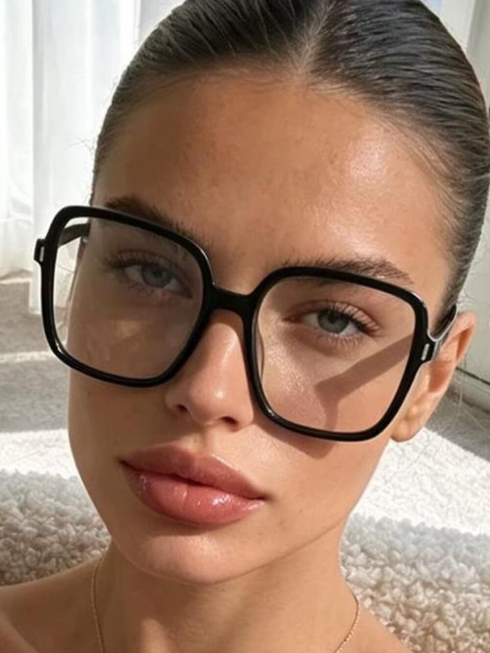 Retro large square black glasses